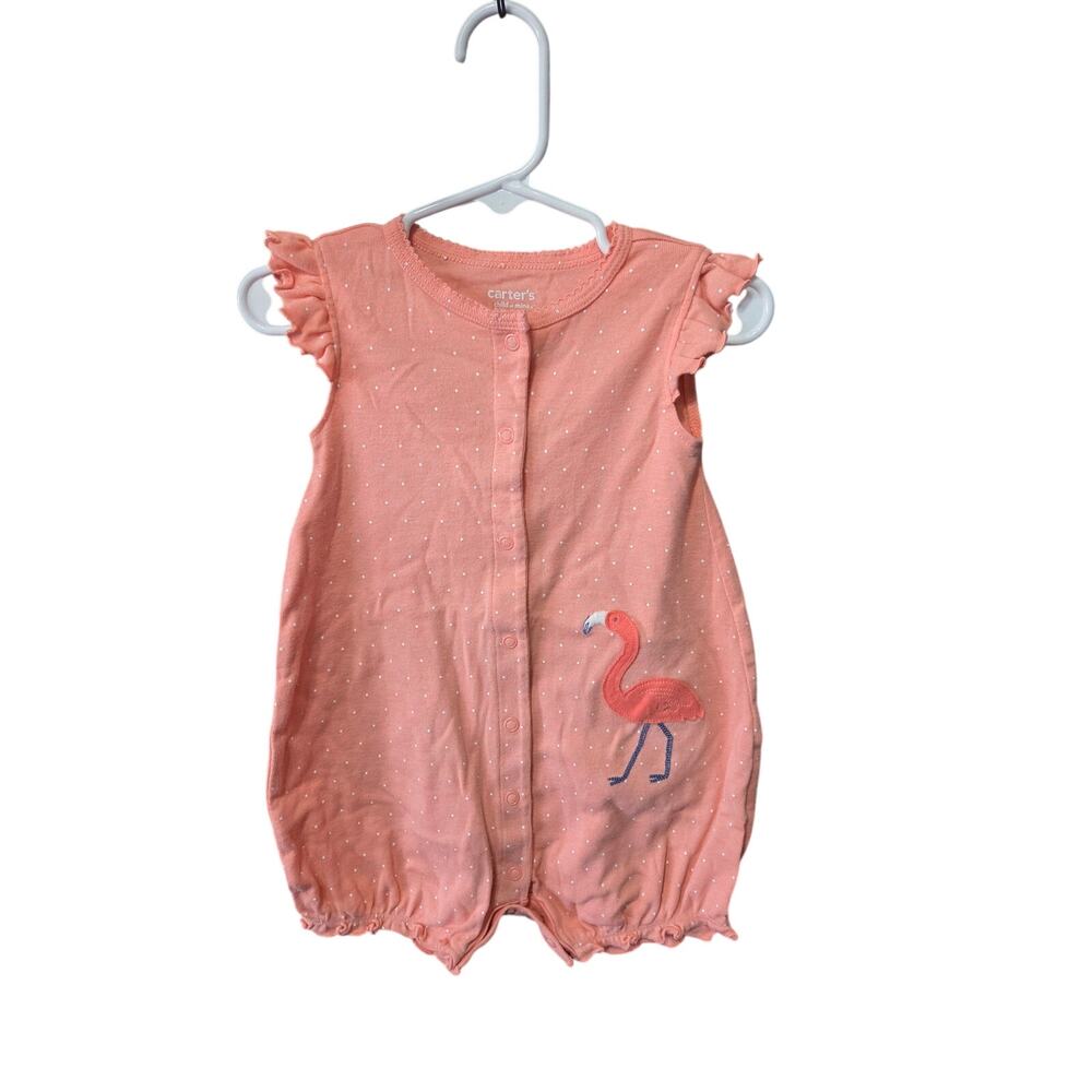 Coral Pink Flamingo Bubble Romper - Carter's - 18mo